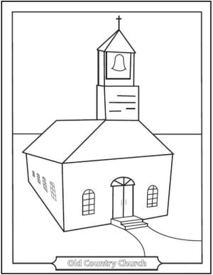 Kilise boyama sayfası,  coloring page, Eski Ülke Kilisesi, 