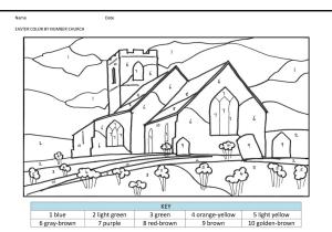 Kilise boyama sayfası,  coloring page, Numaraya Göre Kilise Rengi, 