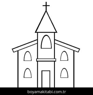 Kilise boyama sayfası – eğlenceli etkinlik, el becerilerini geliştirir