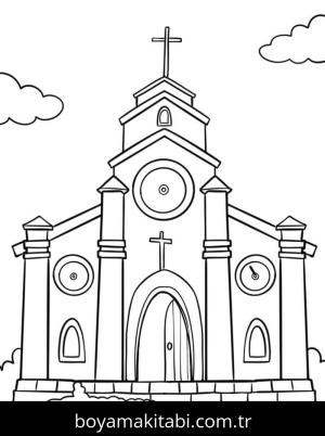 Kilise boyama sayfası – eğitici aktivite, yaratıcılık