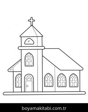 Kilise boyama sayfası – boyama çalışması, yaratıcılığı geliştirir