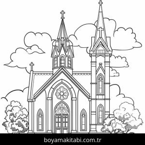 Kilise boyama sayfası – yaratıcılık, eğlenceli etkinlik