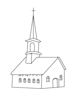 Kilise boyama sayfası,  coloring page, Küçük Kilise, 