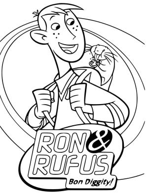 Kim Possible boyama sayfası,  coloring page, Ron Stoppable ve Rufus, 