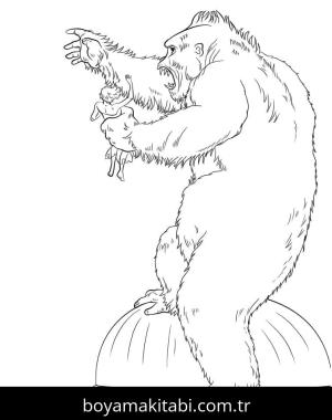 King Kong boyama sayfası – ücretsiz yazdır, boyama etkinliği