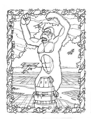 King Kong boyama sayfası,  coloring page, Temel King Kong Kızgın, 