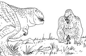 King Kong boyama sayfası,  coloring page, King Kong, T-Rex’e Karşı, 