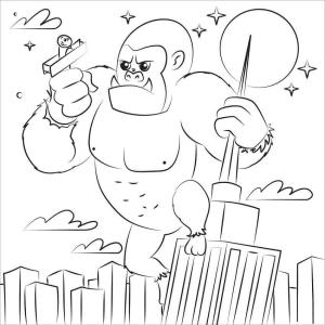 King Kong boyama sayfası,  coloring page, King Kong Kızgın Çizim, 