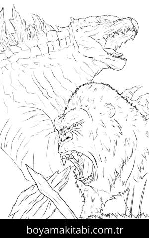 King Kong boyama sayfası – renkli çizimler, okul öncesi