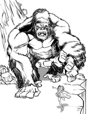 King Kong boyama sayfası,  coloring page, King Kong ve Koşan Kadın, 