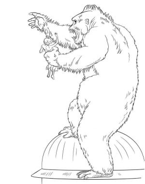 King Kong boyama sayfası,  coloring page, King Kong ve Şehirdeki Kadın, 