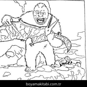 King Kong boyama sayfası – sevimli karakter, sanatsal çalışma