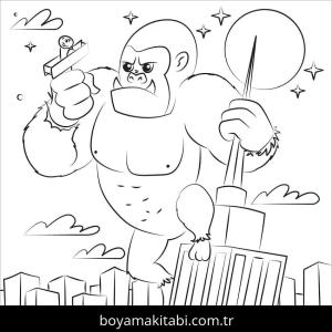 King Kong boyama sayfası – sanatsal çalışma, çocuklar için
