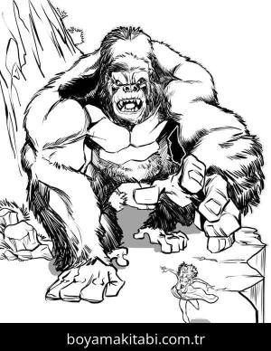 King Kong boyama sayfası – çocuklar için, çizgi film temalı