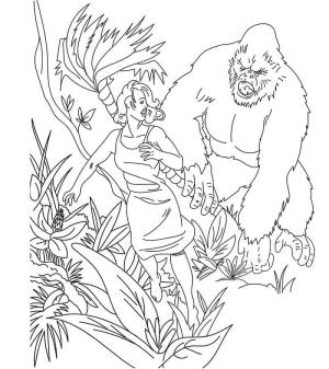 King Kong boyama sayfası,  coloring page, King Kong ve Koşan Kadın, 