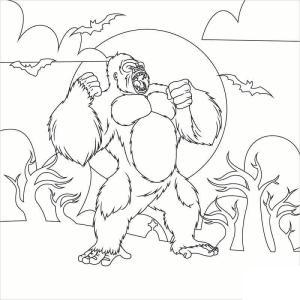 King Kong boyama sayfası,  coloring page, Ormandaki King Kong Kızgın, 