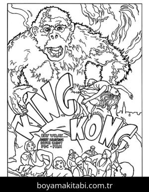 King Kong boyama sayfası – çizgi film temalı, basit çizim