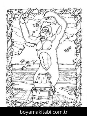King Kong boyama sayfası – boyama çalışması, yaratıcılığı geliştirir