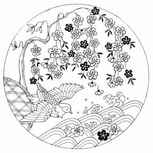 Kiraz Çiçeği boyama sayfası,  coloring page, Çember 1’de Kiraz Çiçeği, 