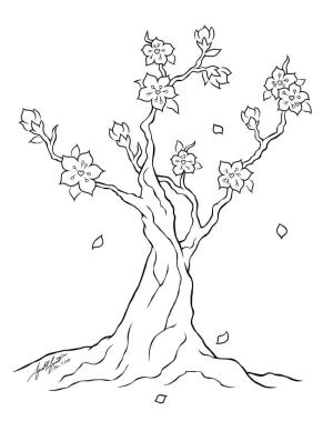 Kiraz Çiçeği boyama sayfası,  coloring page, Kiraz Çiçeği Ağacı, 