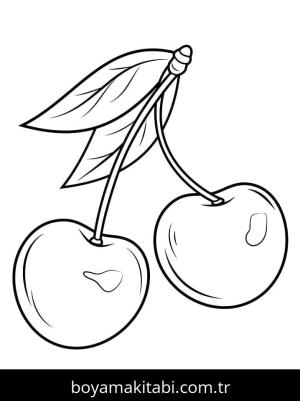 Kiraz boyama sayfası – çocuk aktivitesi, PDF indir