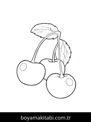 Kiraz boyama sayfası – çocuk aktivitesi, PDF indir