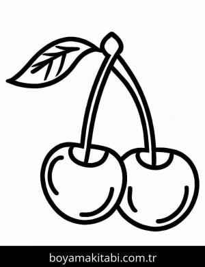 Kiraz boyama sayfası – renkli çizimler, okul öncesi