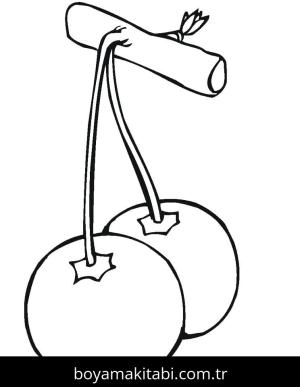 Kiraz boyama sayfası – PDF indir, sevimli karakter