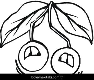 Kiraz boyama sayfası – basit çizim, kolay boyama