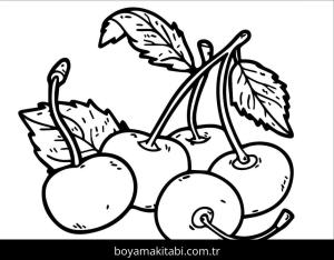 Kiraz boyama sayfası – boyama çalışması, yaratıcılığı geliştirir