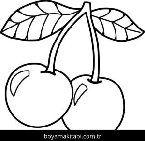 Kiraz boyama sayfası – okul öncesi, evde etkinlik