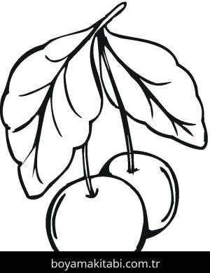 Kiraz boyama sayfası – basit çizim, kolay boyama