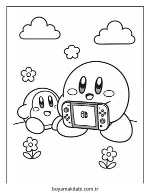 Kirby boyama sayfası – sanatsal çalışma, çocuklar için