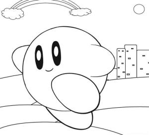 Kirby boyama sayfası,  coloring page, Gülümseyen Kirby, 