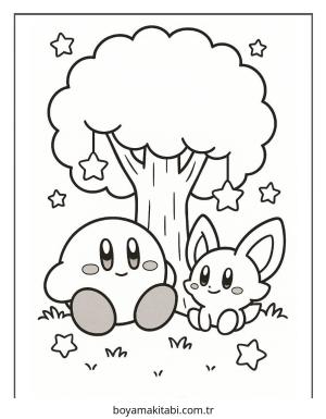 Kirby boyama sayfası – sanatsal çalışma, çocuklar için
