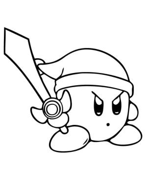 Kirby boyama sayfası,  coloring page, Bir Kılıç Tutan Kızgın Kirby, 