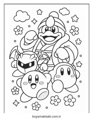 Kirby boyama sayfası – sevimli karakter, sanatsal çalışma