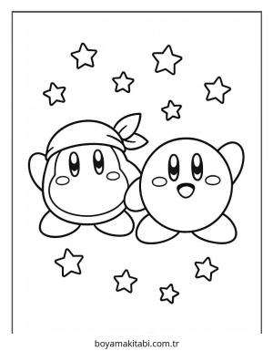 Kirby boyama sayfası – çizgi film temalı, basit çizim