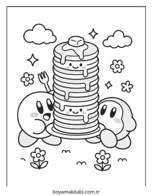 Kirby boyama sayfası – çizgi film temalı, basit çizim