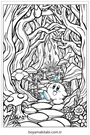 Kirby boyama sayfası – sanatsal çalışma, çocuklar için