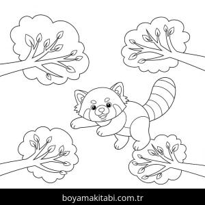 Kırmızı Panda boyama sayfası – PDF indir, sevimli karakter