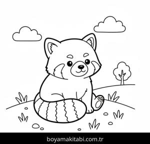 Kırmızı Panda boyama sayfası – çocuk aktivitesi, PDF indir