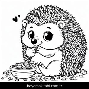 Kirpi boyama sayfası – çocuklar için, çizgi film temalı