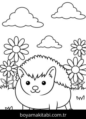 Kirpi boyama sayfası – çizgi film temalı, basit çizim