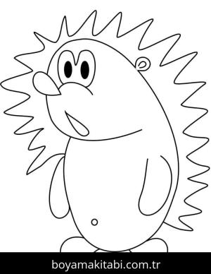 Kirpi boyama sayfası – çizgi film temalı, basit çizim