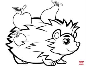 Kirpi boyama sayfası, Hedgehog coloring page, , hedgehog cute hedgehog with fruits 