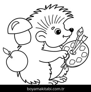 Kirpi boyama sayfası – çocuk aktivitesi, PDF indir