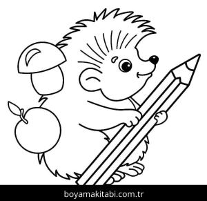 Kirpi boyama sayfası – basit çizim, kolay boyama