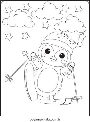 Kış Hayvanları boyama sayfası – keyifli zaman, renkli çizimler