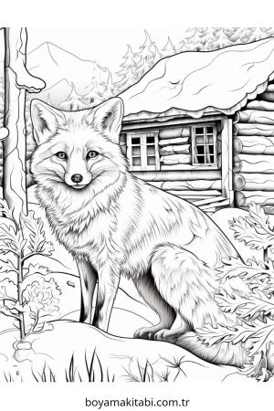 Kış Hayvanları boyama sayfası – çizgi film temalı, basit çizim